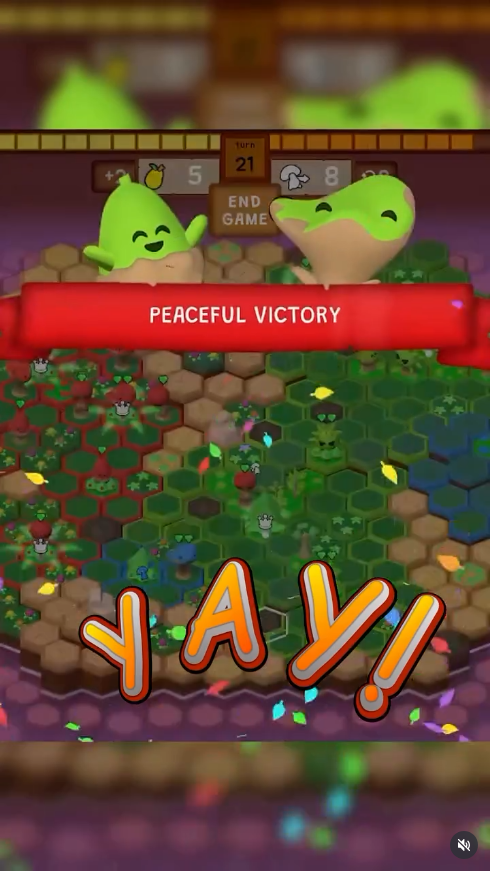 a screencap with the word YAY! overlaying the victory screen